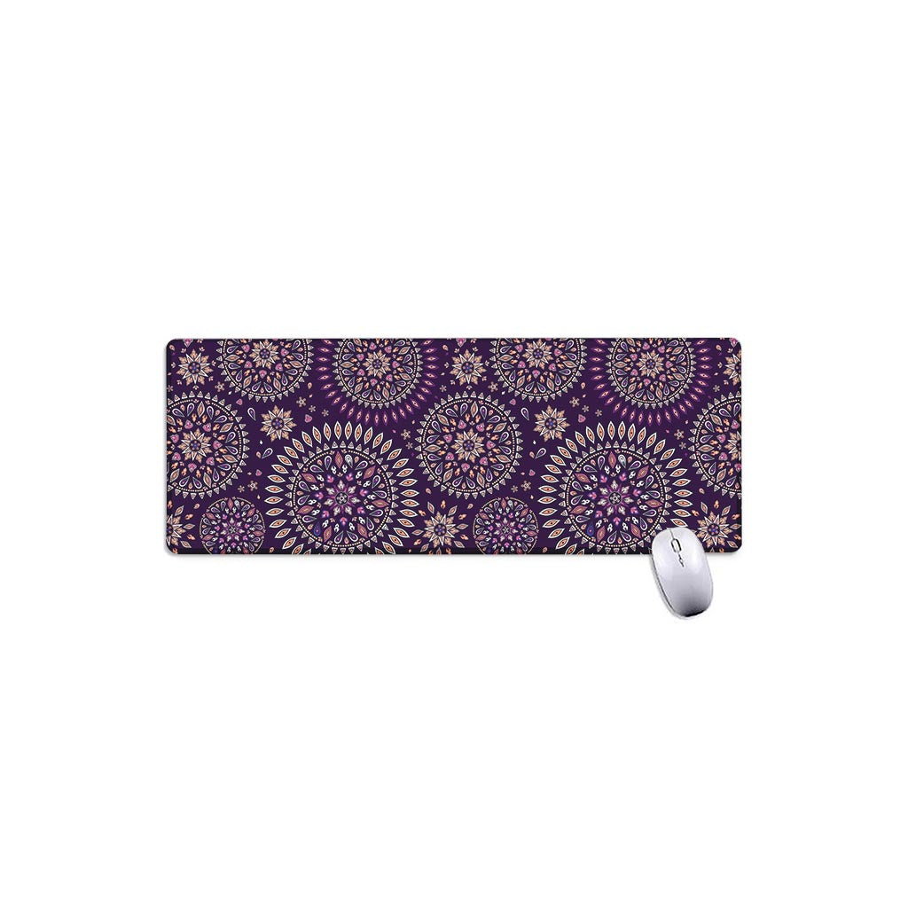 Purple Bohemian Mandala Pattern Print Extended Mouse Pad
