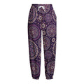 Purple Bohemian Mandala Pattern Print Fleece Lined Knit Pants