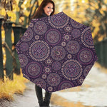 Purple Bohemian Mandala Pattern Print Foldable Umbrella