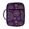Purple Bohemian Mandala Pattern Print Front Pocket Bible Bag