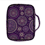 Purple Bohemian Mandala Pattern Print Front Pocket Bible Bag