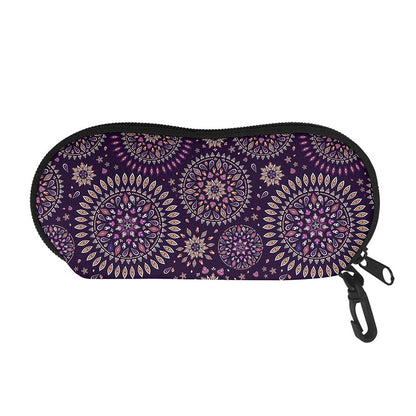 Purple Bohemian Mandala Pattern Print Glasses Case