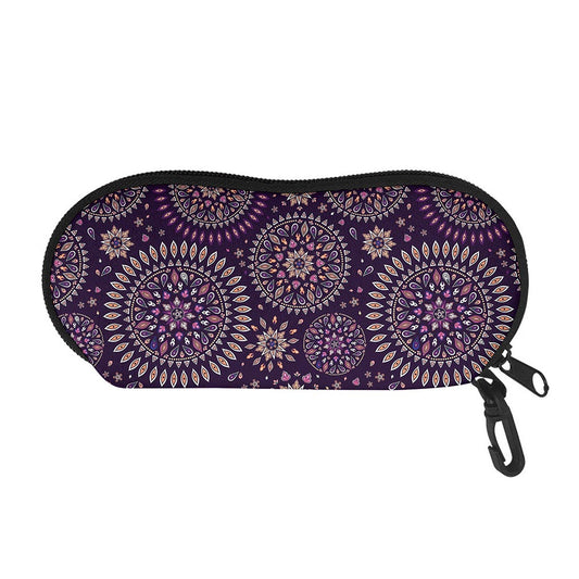 Purple Bohemian Mandala Pattern Print Glasses Case