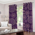 Purple Bohemian Mandala Pattern Print Grommet Curtains