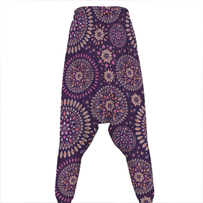 Purple Bohemian Mandala Pattern Print Hammer Pants
