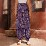 Purple Bohemian Mandala Pattern Print Harem Pants