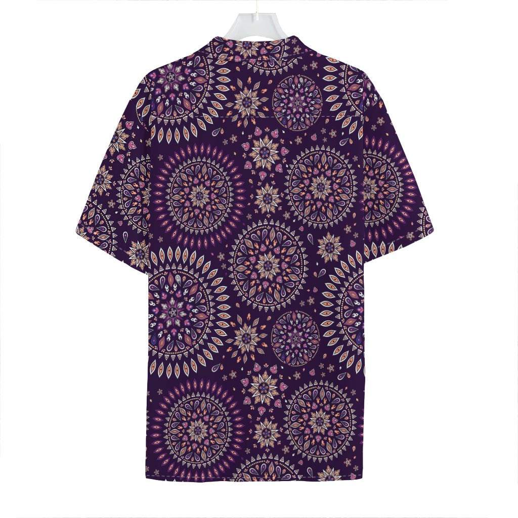 Purple Bohemian Mandala Pattern Print Hawaiian Shirt