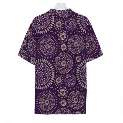 Purple Bohemian Mandala Pattern Print Hawaiian Shirt