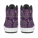 Purple Bohemian Mandala Pattern Print High Top Leather Sneakers