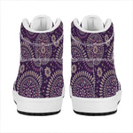 Purple Bohemian Mandala Pattern Print High Top Leather Sneakers