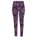 Purple Bohemian Mandala Pattern Print High-Waisted Pocket Leggings