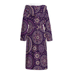 Purple Bohemian Mandala Pattern Print Hooded Bathrobe
