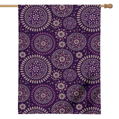 Purple Bohemian Mandala Pattern Print House Flag