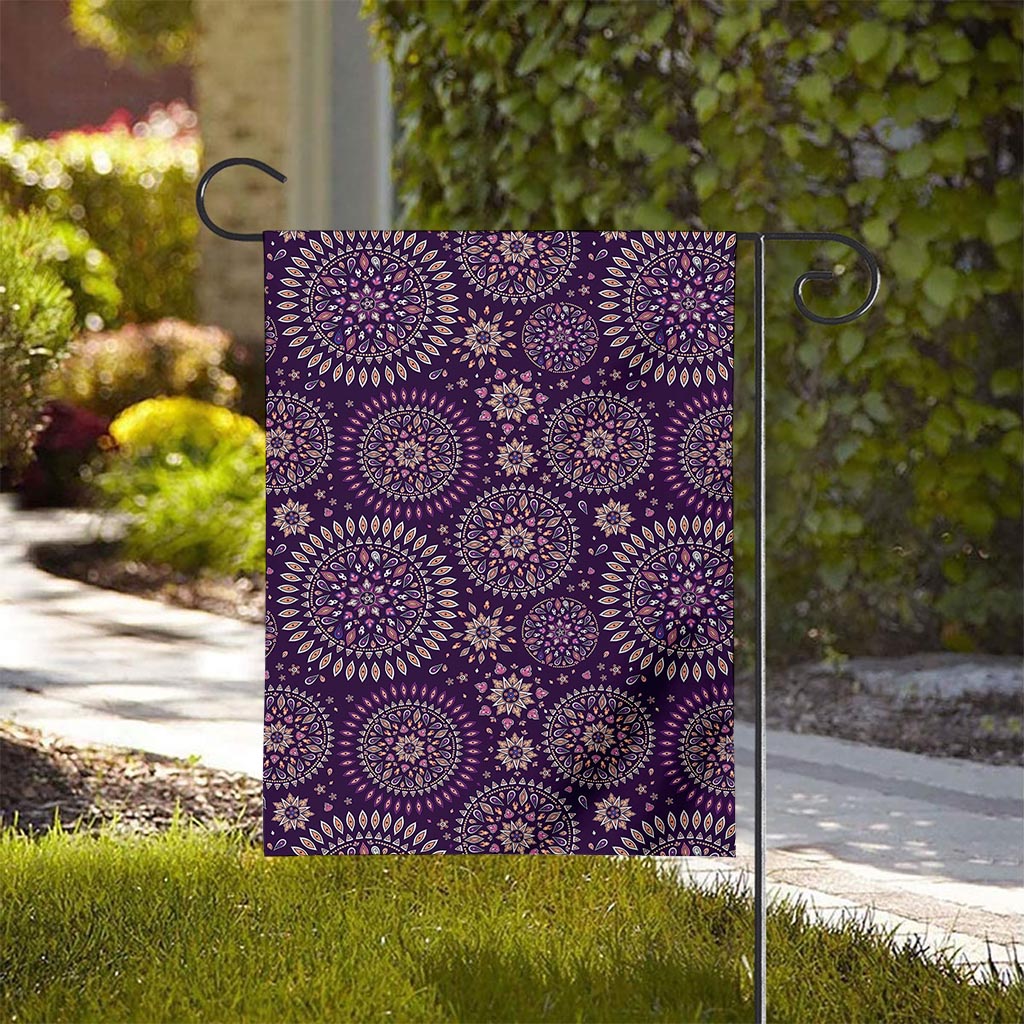 Purple Bohemian Mandala Pattern Print House Flag