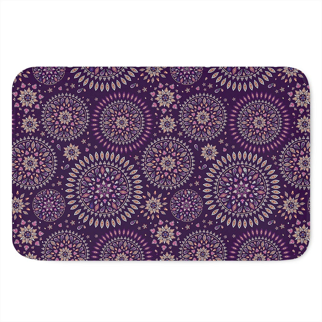 Purple Bohemian Mandala Pattern Print Indoor Door Mat