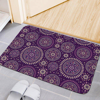 Purple Bohemian Mandala Pattern Print Indoor Door Mat