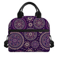 Purple Bohemian Mandala Pattern Print Insulated Lunch Bag