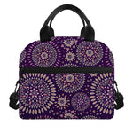 Purple Bohemian Mandala Pattern Print Insulated Lunch Bag