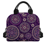 Purple Bohemian Mandala Pattern Print Insulated Lunch Bag