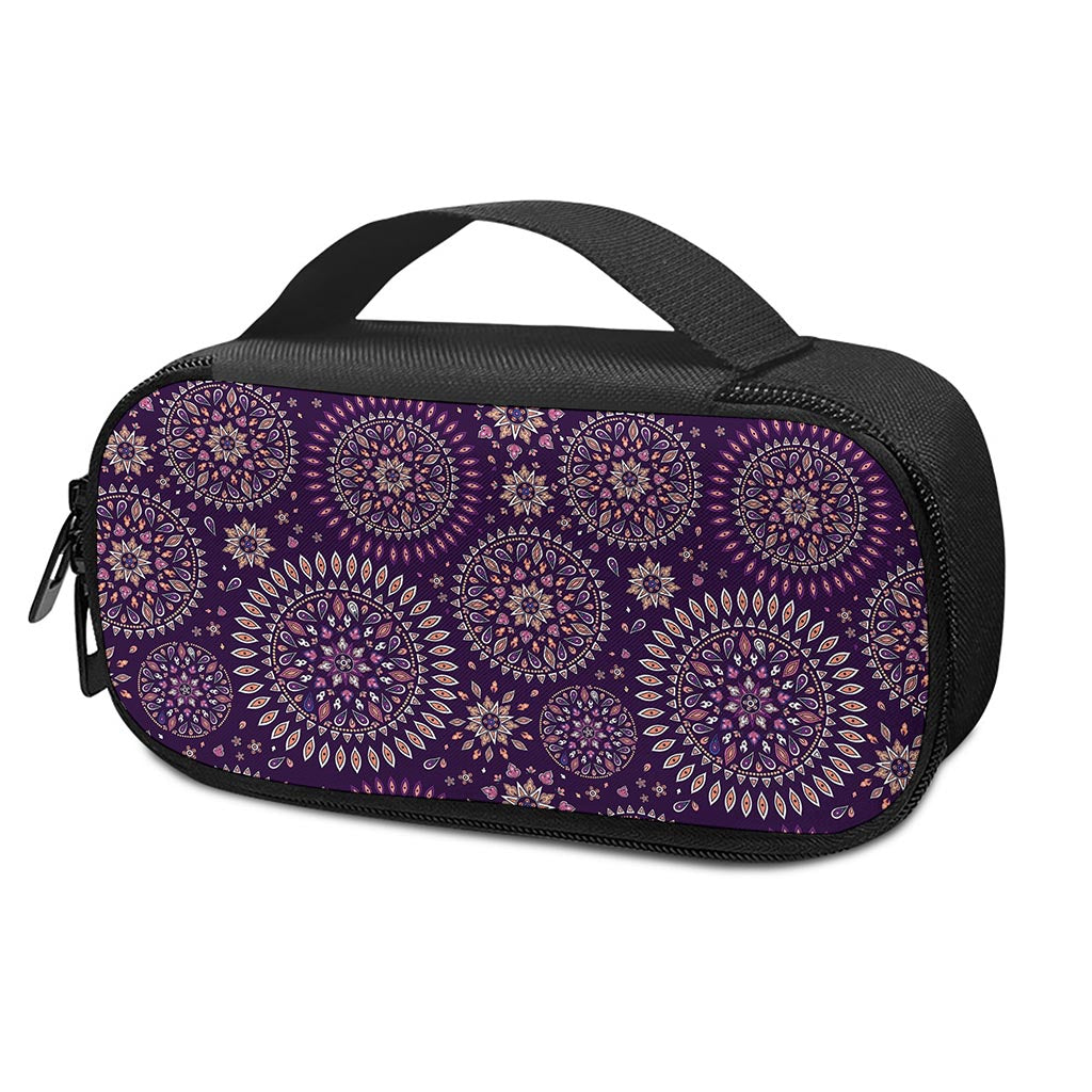 Purple Bohemian Mandala Pattern Print Insulin Cooler Travel Case
