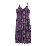 Purple Bohemian Mandala Pattern Print Jersey Midi Cami Dress