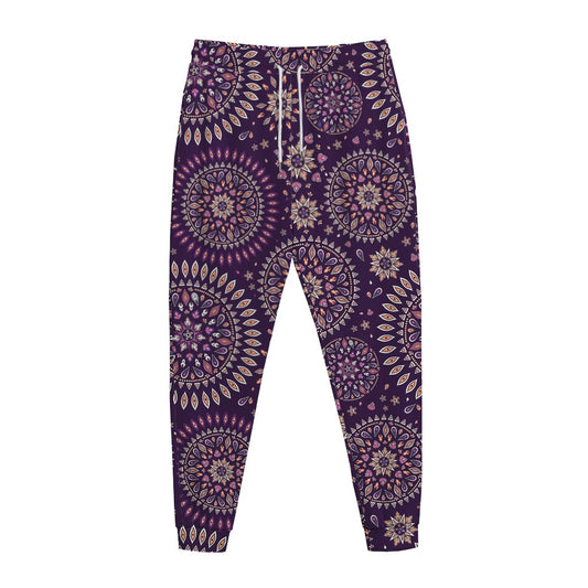 Purple Bohemian Mandala Pattern Print Jogger Pants