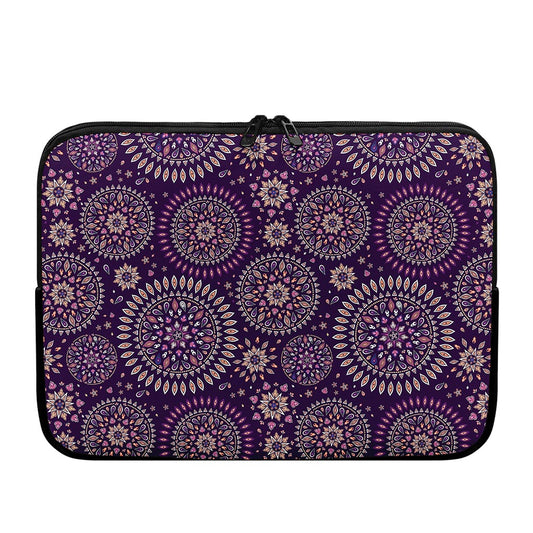 Purple Bohemian Mandala Pattern Print Laptop Sleeve