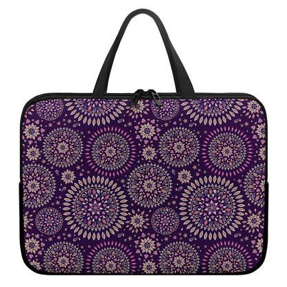 Purple Bohemian Mandala Pattern Print Laptop Sleeve With Handle