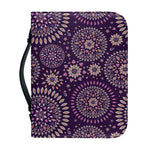 Purple Bohemian Mandala Pattern Print Leather Bible Cover