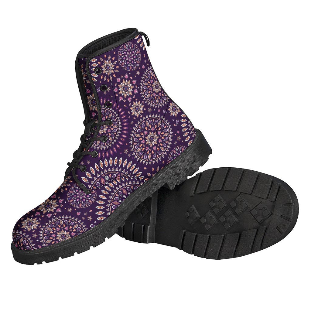 Purple Bohemian Mandala Pattern Print Backpack