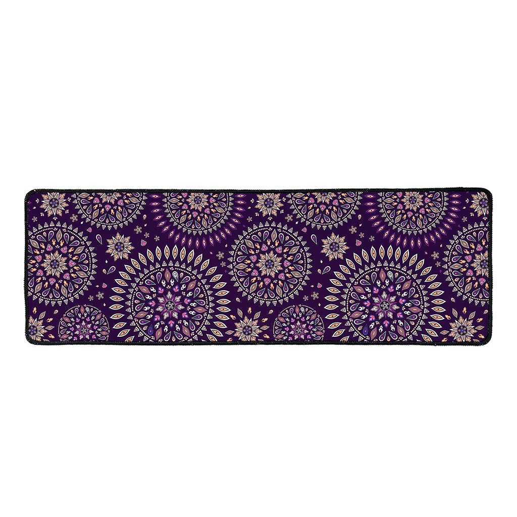 Purple Bohemian Mandala Pattern Print Long Kitchen Mat