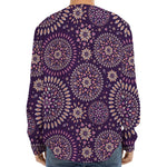 Purple Bohemian Mandala Pattern Print Long Sleeve Baseball Jersey