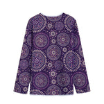 Purple Bohemian Mandala Pattern Print Long Sleeve Short Coat