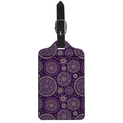 Purple Bohemian Mandala Pattern Print Luggage Tag