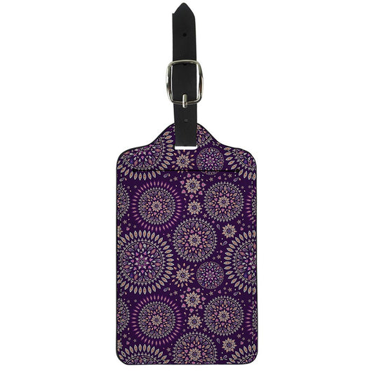 Purple Bohemian Mandala Pattern Print Luggage Tag