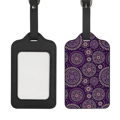Purple Bohemian Mandala Pattern Print Luggage Tag