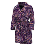 Purple Bohemian Mandala Pattern Print Men's Bathrobe
