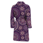 Purple Bohemian Mandala Pattern Print Men's Bathrobe