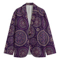Purple Bohemian Mandala Pattern Print Men's Blazer
