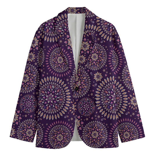 Purple Bohemian Mandala Pattern Print Men's Blazer