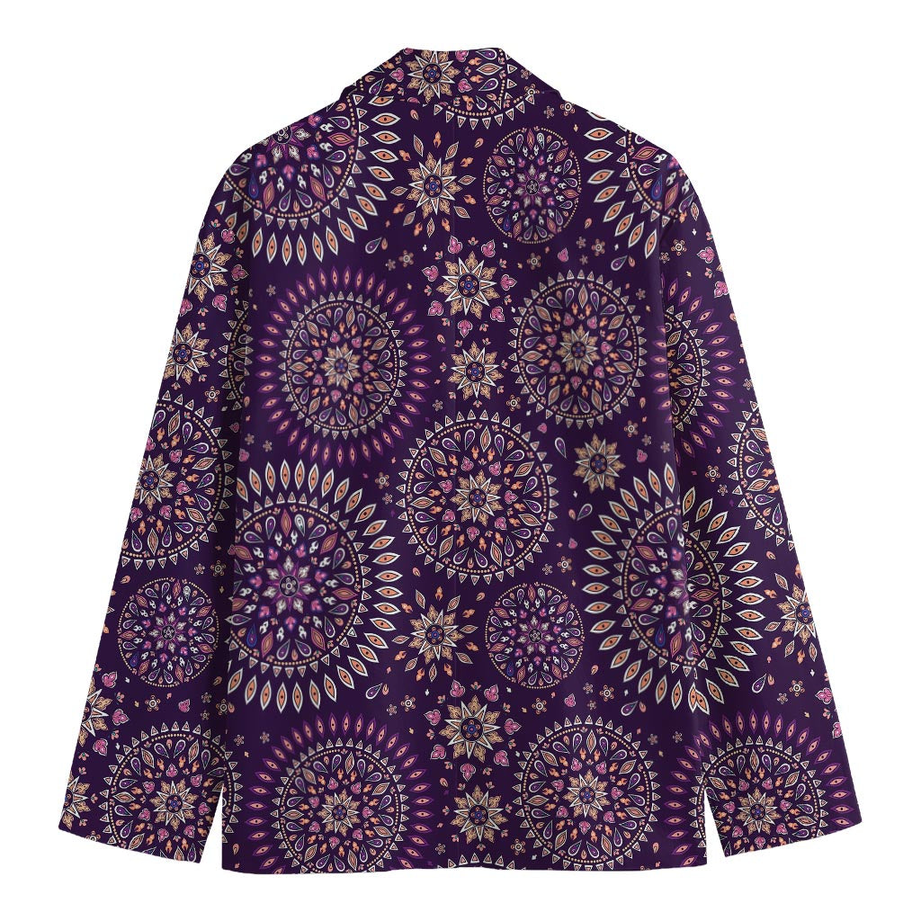 Purple Bohemian Mandala Pattern Print Men's Blazer