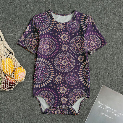 Purple Bohemian Mandala Pattern Print Men's Bodysuit