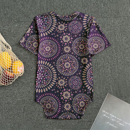 Purple Bohemian Mandala Pattern Print Men's Bodysuit