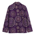 Purple Bohemian Mandala Pattern Print Men's Cotton Blazer