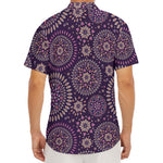 Purple Bohemian Mandala Pattern Print Men's Deep V-Neck Shirt