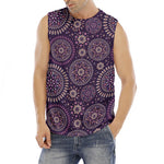 Purple Bohemian Mandala Pattern Print Men's Fitness Tank Top
