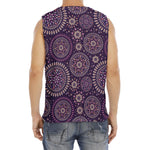 Purple Bohemian Mandala Pattern Print Men's Fitness Tank Top