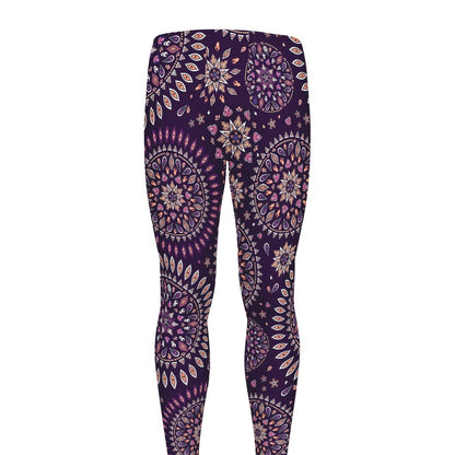 Purple Bohemian Mandala Pattern Print Men's leggings