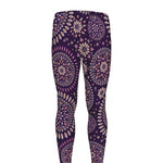 Purple Bohemian Mandala Pattern Print Men's leggings