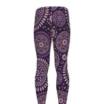 Purple Bohemian Mandala Pattern Print Men's leggings